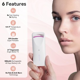 BEOVEA Heated Eyelash Curler – Fast 8-Second Heat for Long-Lasting Curls – Portable Rechargeable Heated Lash Curler, Safe & Effective Eyelash Curlers for All-Day Volume and Lift