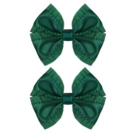 3" Dark Green Ruffled Ribbon Hair Bow Clips for Toddler Baby Teen Girls Christmas Party Dress Decoration Accessories Cute Alligator Cheer Hair Pins Barrettes Kids Xmas Gift