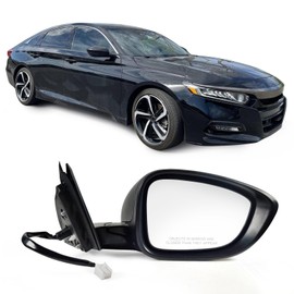 Lqito Right Passenger Side Door Mirror For Honda Accord LX, Sport 2018-2022 丨 Power 丨 Non-Heated No-Turn signal Match to Black Paint Replaces HO1321328 76208-TVA-A02 (3pin)
