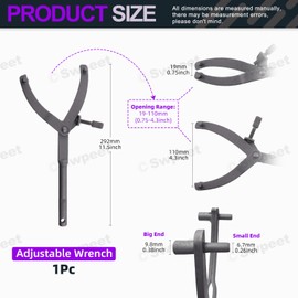 Swpeet 1Pc 11'' Spanner Wrench, Adjustable Clutch Wrench Holder Hub Flywheel Sprocket with 0.75''-4.3'' Arm Opening Range, Fan Clutch Removal Tool for Scooter Motorcycle Accessories (Type A)