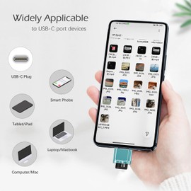 USB C Micro SD Card Reader for Android Phone, Camera, Laptop with Keychain, Mini Metal Type-C Card Reader (Bule)