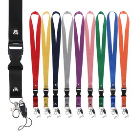 Segus Pack of 10 Lanyard with Chain Clasps, Removable, Neck Strap for Keys, ID Cover, Card Sleeves, Name Tags, Ten Mixed Set for Office, School, Company, Coloured Neck Strap