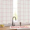 DriftAway Kitchen Curtains Striped Tier Linen Short Windowpane Plaid Cafe