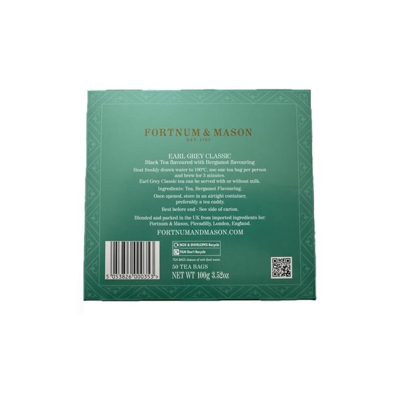 British Royal Warrant Fortnum & Mason Earl Grey tea "box