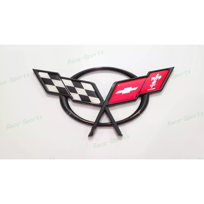 AUTO 1PC Black Rear Deck Lid Cross Flags Emblem Badge