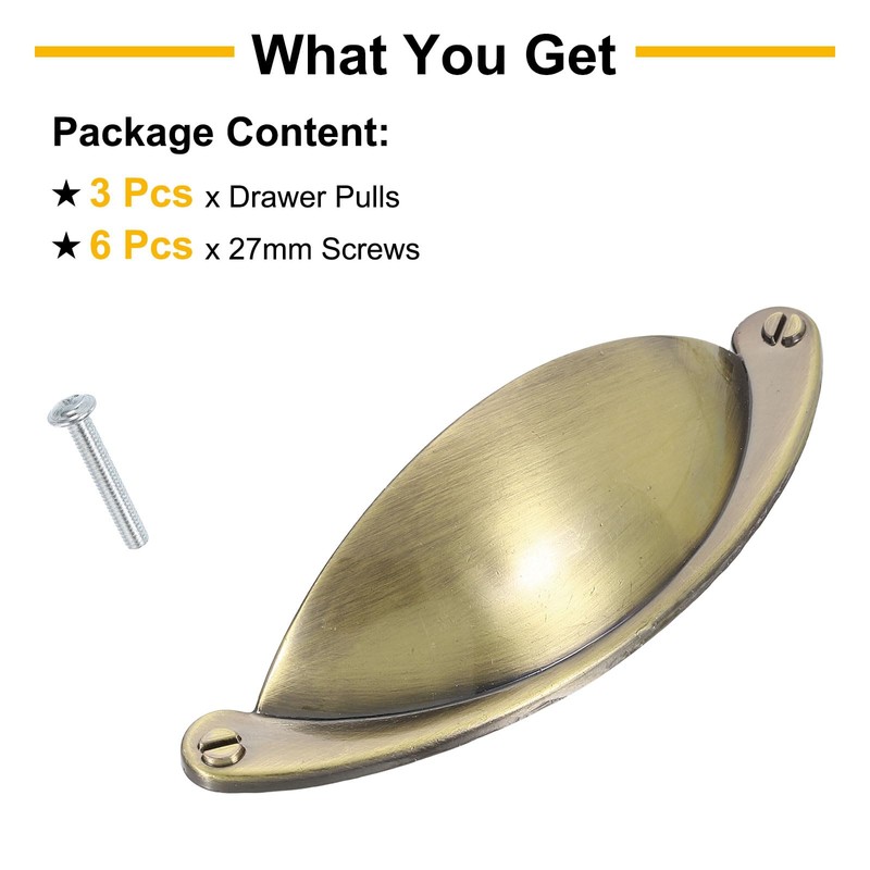 sourcing map Drawer Pulls, 3Pcs 2-1/2" - Zinc Alloy Brushed