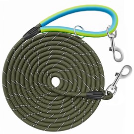 Aystkniet Reflektierende Trainingsleinen für Hunde, 5 m/10 m/15 m/20 m/30 m lange Leine mit Doppelclip und weichem Gummigriff, starke Schlepp-Trainingsleine für kleine, mittelgroße und große Hunde