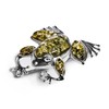 HENRYKA Frog Brooch Pin in 925 Sterling Silver Green Baltic