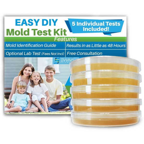Evviva Sciences Mold Test Kit for Home - 5 Simple Detection Tests w/Optional Lab Analysis, Test HVAC System, Home Surfaces, & Indoor Air Quality - Downloadable Identification Guide