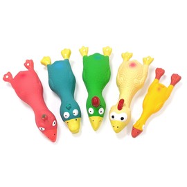 Guiwawa Dog Squeaky Toys Chicken, Natural Rubber Chicken Dog Toys 5 Pcs, Interactive Training Toys for Puppies Small Medium Breed Gentle Chewers