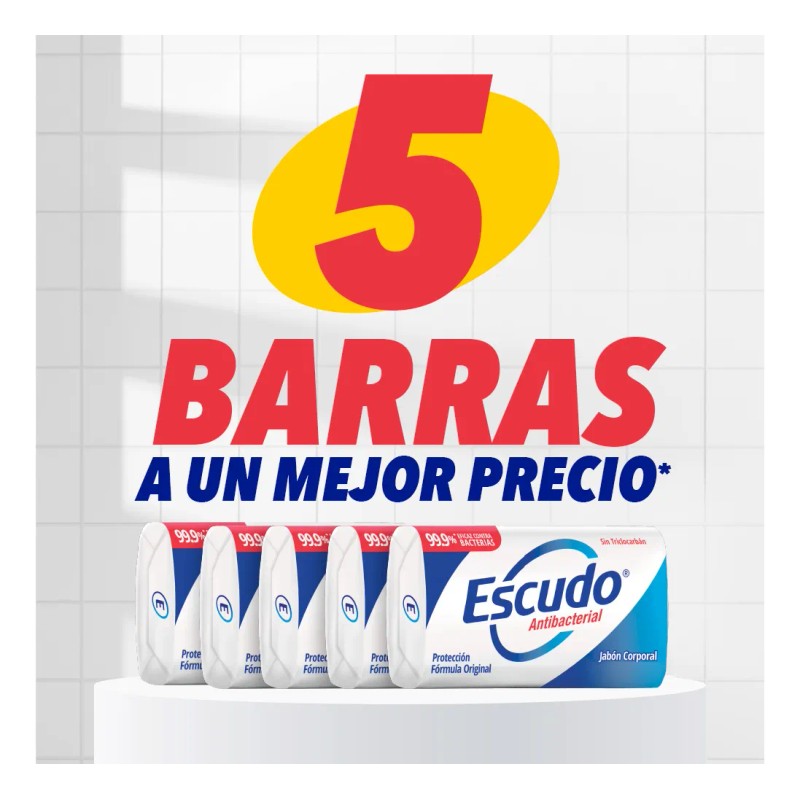 Jabón Barra Escudo Antibacterial Fórmula Barras 110g