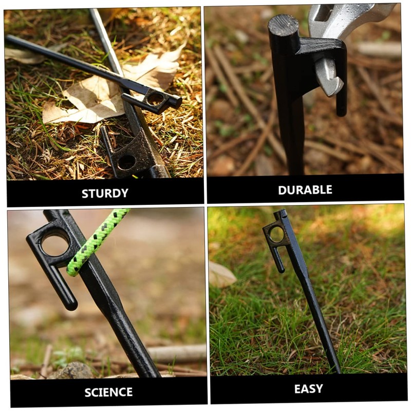 Outanaya 4pcs Iron Tent Pegs Ground Stakes for Camping Beach