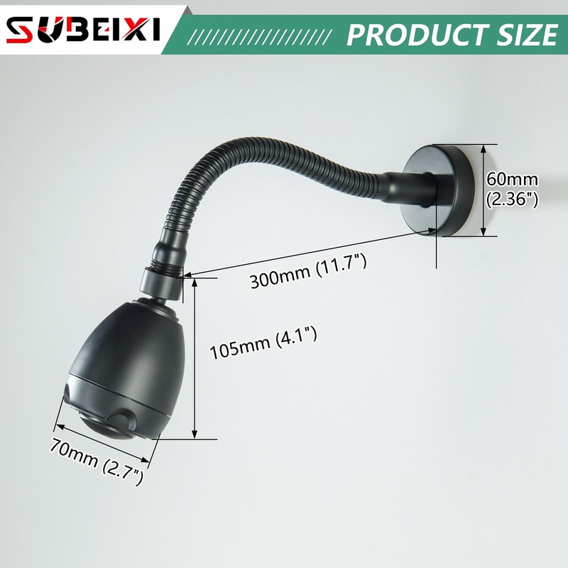 SUBEIXI Adjustable Shower Arm with High Pressure Shower Head, Powerful