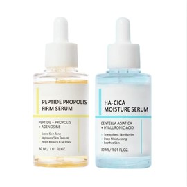 Peptide Propolis & HA-CICA Serum Set | Dual Action for Firming, Hydration, & Skin Soothing | Brightens, Nourishes & Reduces Fine Lines | 2 x 30ml