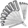 Stainless Steel Measuring Spoons Set of 14 with Leveler, Rectangular