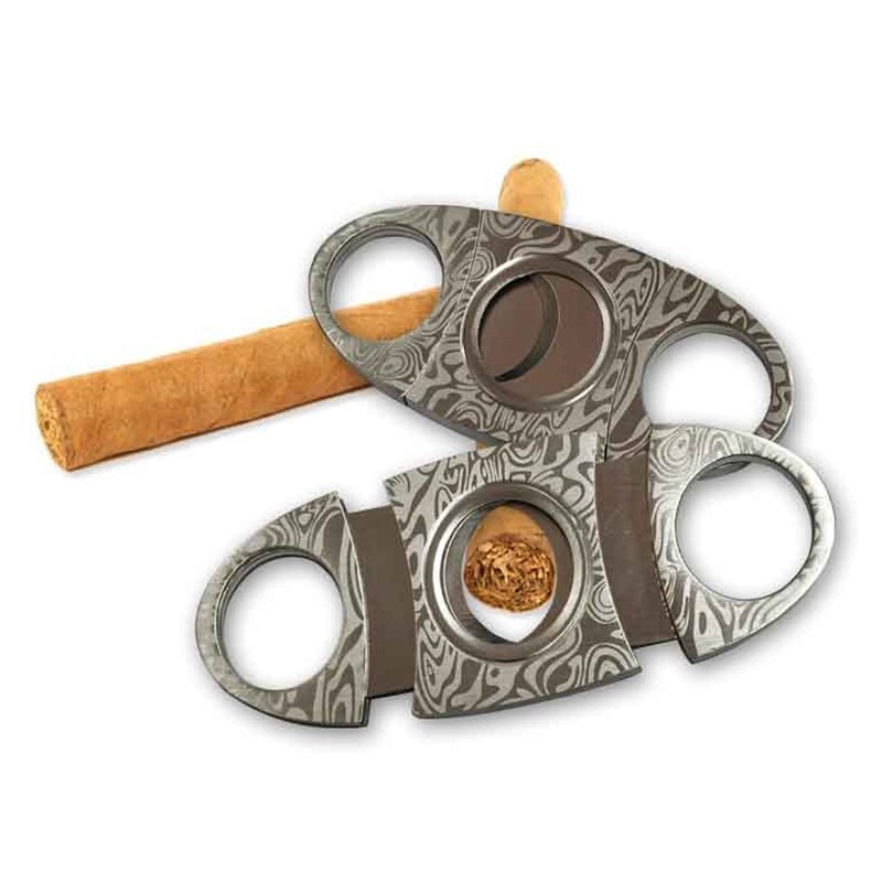 CAM2 Silver Grain Damascus Steel fits most cigars, cigar cutters,