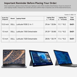 Smatree 13 inch Laptop Sleeve for DELL Latitude 7320/7350 Detachable, for Lattitude 9330 2-in-1, DELL Laptop Case with Accessory Pocket, YKK Zipper, Patended Shockproof Design (E431)