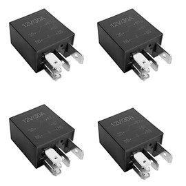 Taicols 12V Relay 4 Pieces 30A 5 Pin Relay Multi Purpose Automotive Relay Black Starter Relay Car Heavy Duty Relay for Car Motor Automotive Replacement Accessories