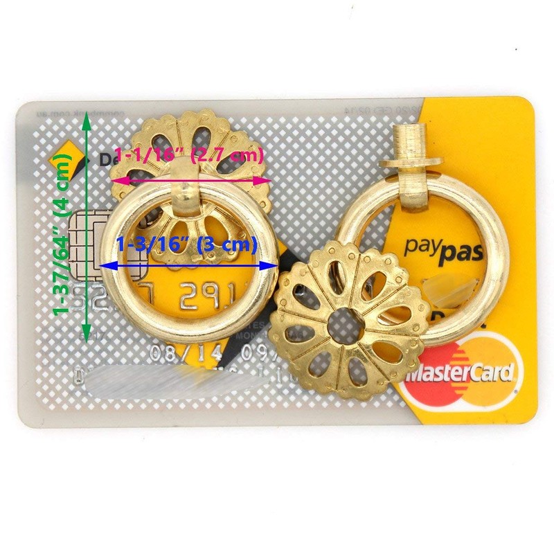 6 PCs Vintage Golden Ring Pulls with Hollowed-Out Dome Base