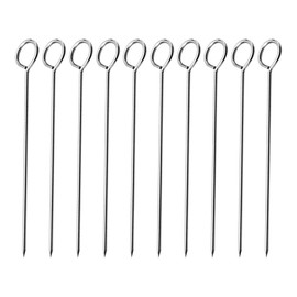 JIHUOO 40 Pcs 15cm Stainless Steel Turkey Lacers Poultry Pins Barbecue Grill Skewers Long Metal Cocktail Sticks Long BBQ Grilling Skewers Outdoor Cooking Skewers
