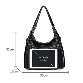 NOTAG Women's Handbag, Soft PU Leather, Shoulder Bag, 2 in 1 Backpack, Multiple Pockets, Hobo Bag, Shopper, black