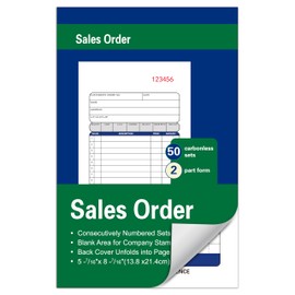 Large Receipt Book,5-7/16 x 8-7/16 Inches,Carbonless Paper,2-Part Duplicate Copy Sales Order,Form,White/Canary/Pink,50 Sets per Book
