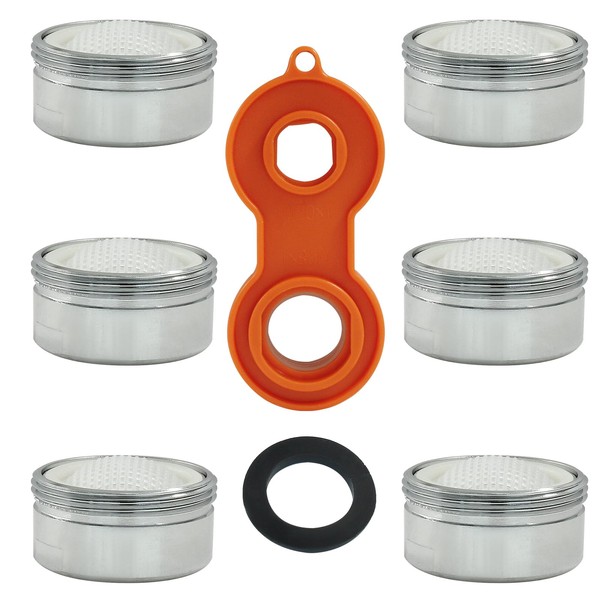 Waziaqoc 6 Pack Faucet Aerator, 15/16 Inch (24mm) Brass Shell