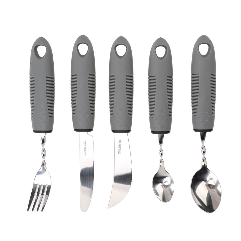 5pcs Bendable Adaptive Utensils Weighted Easy Grip Stainless Steel Special