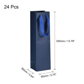 uxcell Wine Bags, 24pcs Dark Blue 4 x 4 x 14 In Wine Gift Bags with Handles Paper Wine Tote Bag for Wedding Birthday Christmas Party Supplies