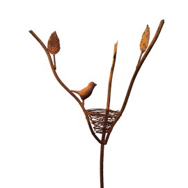 Decorative fat ball holder, bird feeder, bird nest, made of metal with patina patina, dimensions (H x W x D) 150 x 27 x 20 cm