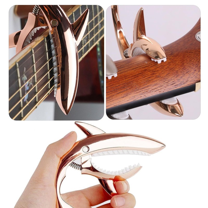 ESJNNK Capotasto Shark Shape Guitar Capo One Touch Alloy Guitar