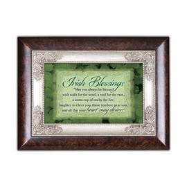 Cottage Garden Irish Blessing Blessed Walls for Wind Burlwood Jewelry Music Box Plays Irish Eyes