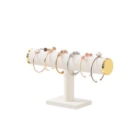 LongMen Bracelet Holder Organizer for Bracelets Organizer for Women Jewelry Accessories (Velvet, Beige, Gold Metal Lid)