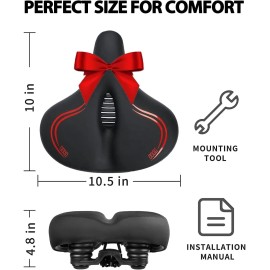Unbranded Widely Bike Saddle with Airflow Orifice for Peloton,Spin Bike,MTB, Exercise Bike - A-Red