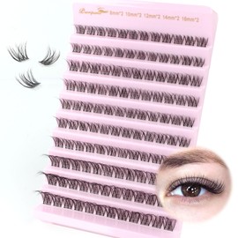 Parriparri Cluster Lashes with Clear Band 120Pcs Individual Lash Extensions 8-16MM False Eyelashes Extension Natural Look Wispy Fluffy DIY Lash Clusters