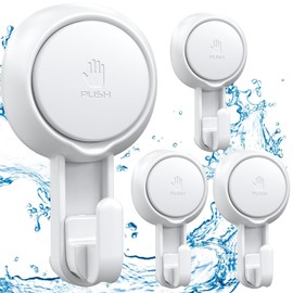 Luxear Pack of 4 Suction Cups Hooks No Drilling Suction Hooks Extra Strong Max 5 kg Suction Cups for Window Shower Bathroom Kitchen Reusable Towel Hook Multipurpose Hook Vacuum Wall Hooks for Hanging,