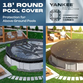 Yankee Diamond Series Pool Covers for Above Ground Pools | All-Weather, Windproof, Light 18ft Round Pool Cover w/ 6 Screw-In Pegs, 6 Ropes | 3 Mounting Methods, Strong Fastenings for Triple Protection