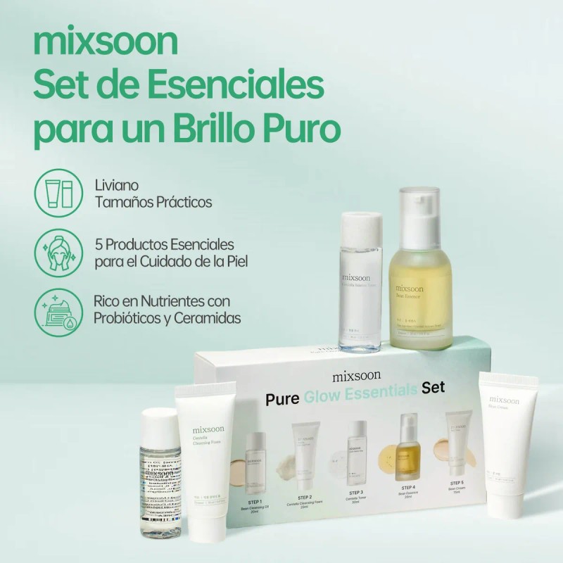 Mixsoon Kit Pure Glow Essentials Mini 5 Pzs Viaje Danoche