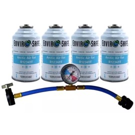 Enviro-Safe Refrigerants r1234YF, 1234YF Refrigerant Support, Auto AC, Arctc Air,w/ 1234YF Gauge (4 Pack)
