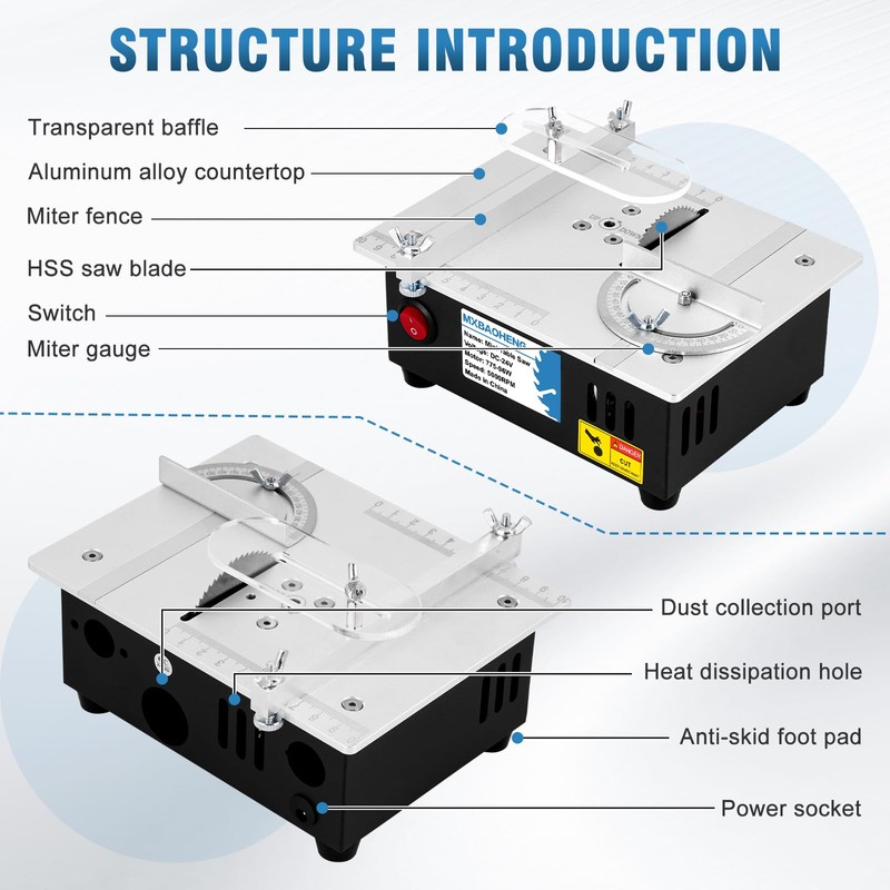 MXBAOHENG Mini Table Saw S3 Portable Precision Craft Table Saw,
