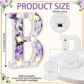 Realspring Woodland Greenery Centerpieces Baby Marquee Light up Sign Letters 8.26'' Baby Shower Letter Battery Operated Gender Reveal Birthday Party Decor for Home Table (Purple)