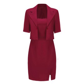 YOUNIFIZ Women's Professional Business Lightweight Blazer Dress Suit Sets 2 Piece Work Office Dress Red