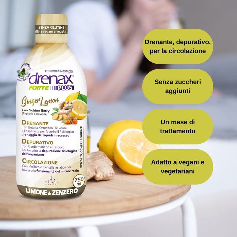 Drenax Forte Ginger&Lemon Integratore Alimentare 750 ml, 1