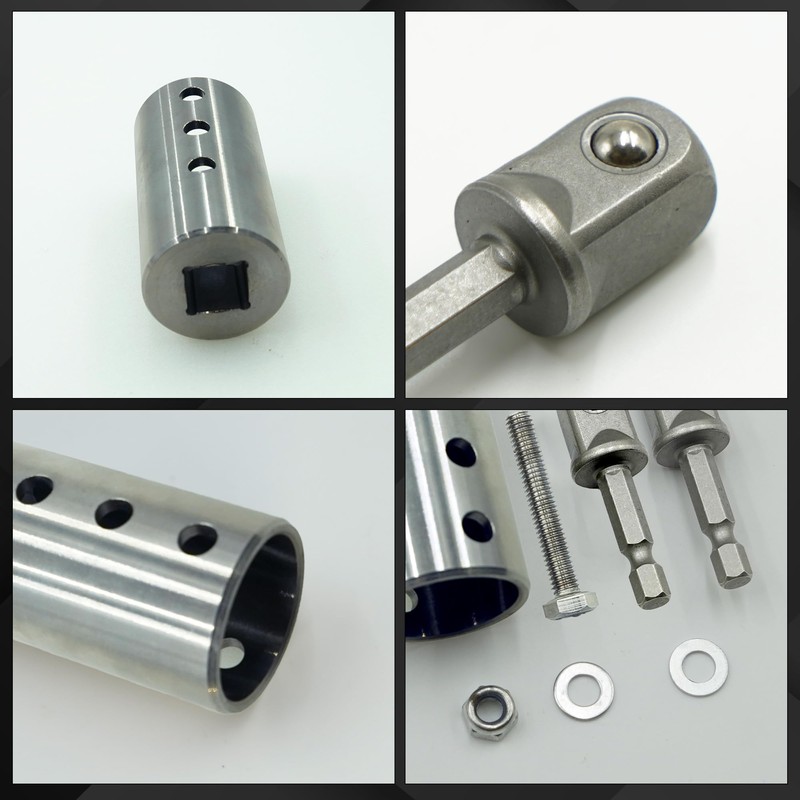 Runfider Stainless Steel Trailer Jack Electric Drill Adapter, 1/2 Inch