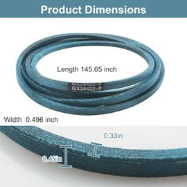 GX26422 Mower Deck Belt for John Deere Z355E Z375R Z325E Z355R Z330M Z330R Z365R ZTrak Zero Turn Mowers (1/2" x 145.5")