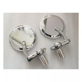 KEEPDSGN 7/8" Bar End Chrome Motorcycle Rearview Mirror Fit For Cafe Racer Bobber Cruiser