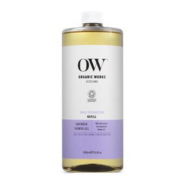 Organic Works Daily Hydration Shower Gel - Exfoliating Body Wash - Rich in Vitamin E and C - Cruelty-Free for All Skin Types - Lavender - 10.14 oz