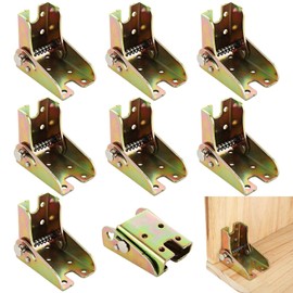 JMIATRY 8PCS Locking Hinges for Folding Table Hinges Brass Gold Foldable Table Leg Hinge 90 Degree Foldable Locking Hinge Heavy Duty Folding Bracket for Tables Legs, Bed Leg, Workbench