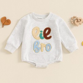 VISGOGO Little Brother Newborn Outfit Infant Baby Boy Big Lil Brother Matching Sweatshirt Romper Sweater Toddler Boy Clothes (Gray-Lil Bro, 3-6 Months)