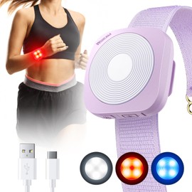 WSDCAM Running Lights for Runners with 130dB Loud Safety Alarm, USB-C LED Safety Light for Night Walking/Jogging/Dog Walking/Cycling, Clip On Reflective Running Gear with 3 Adjustable Straps(Purple)